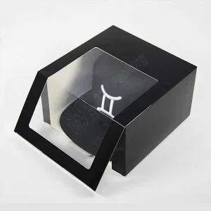 صناديق تغليف بتصميم قبعة من الورق صندوق بغطاء هيب هوب بنافذة شفافة Paper Hat Design Packaging Boxes Hip Hop Lid Box with Clear Window