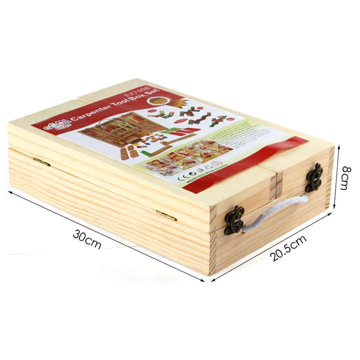 خشبية التظاهر أداة مربع لعبة أطفال لعب دور . Wooden Pretend Tool Box Toy Kids Role Play