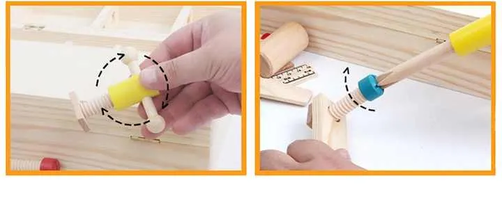 خشبية التظاهر أداة مربع لعبة أطفال لعب دور . Wooden Pretend Tool Box Toy Kids Role Play