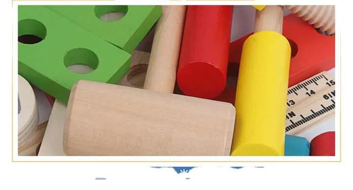 خشبية التظاهر أداة مربع لعبة أطفال لعب دور . Wooden Pretend Tool Box Toy Kids Role Play