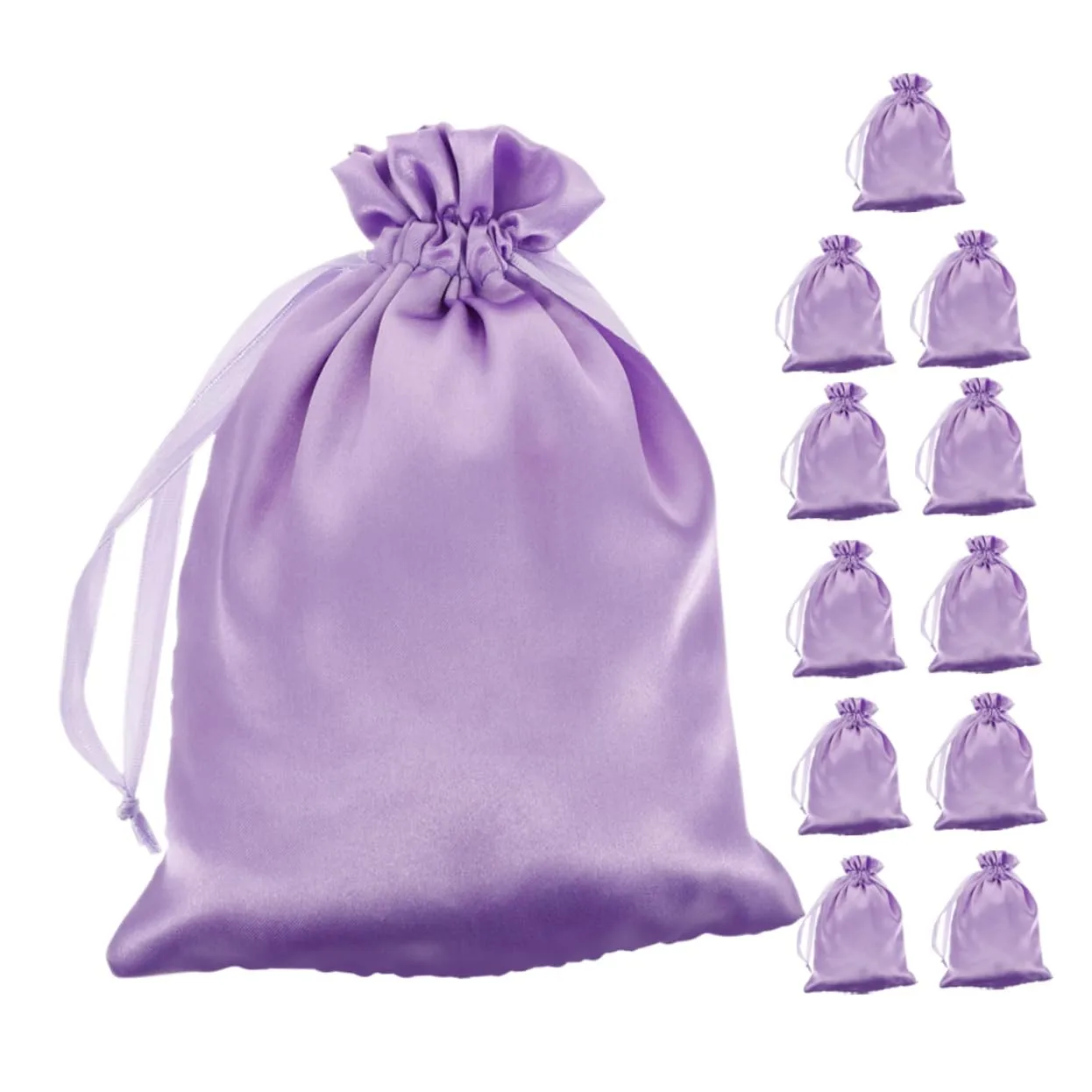 12pcs Satin Wig Storage Bags Travel Bag Drawstring Portable for Hair Extensions Velvet Pouch