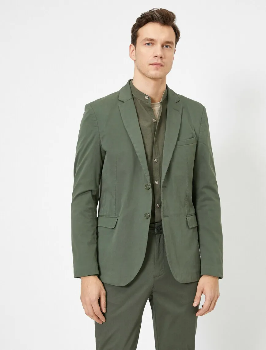 17491 Green Two Button Blazer Jacket