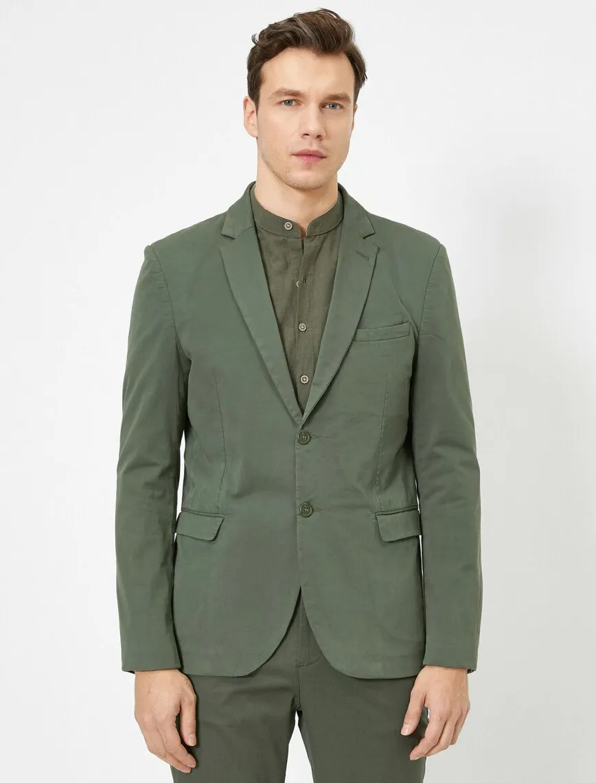 17491 Green Two Button Blazer Jacket