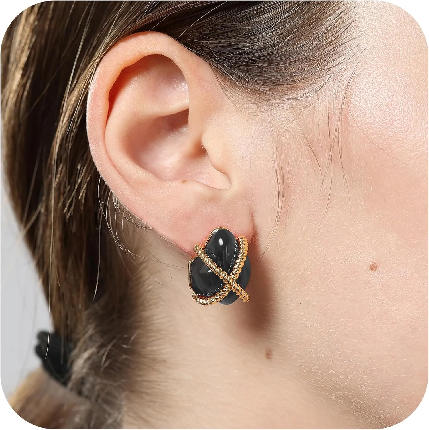 18K Gold Stylish Resin Cross Stud Earrings for Women, Lightweight Acrylic Resin Drop StudsHypoallergenic Fashion Jewelry,18K Gold Plated Cross Shape Resin Drop Earrings