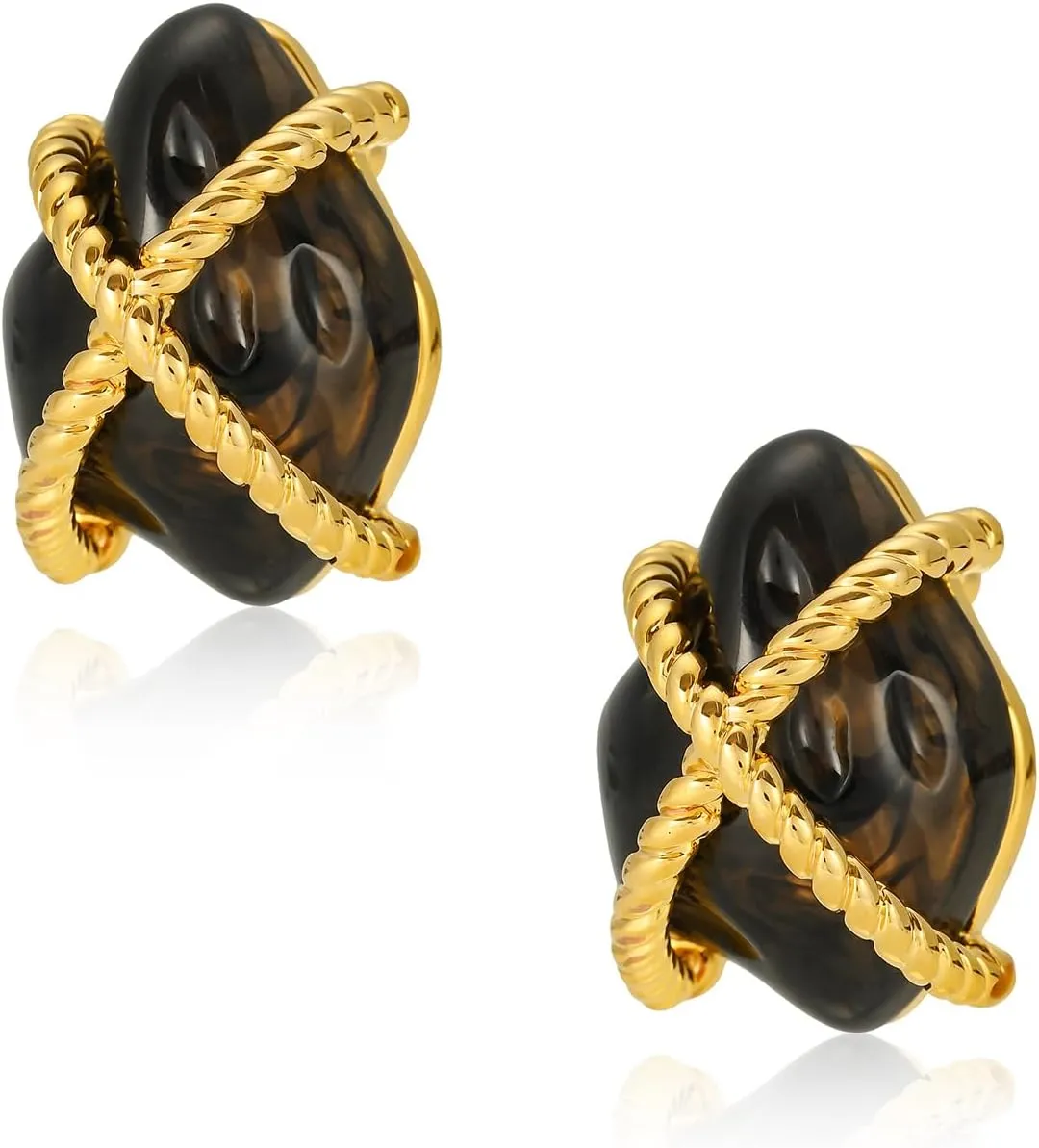 18K Gold Stylish Resin Cross Stud Earrings for Women, Lightweight Acrylic Resin Drop StudsHypoallergenic Fashion Jewelry,18K Gold Plated Cross Shape Resin Drop Earrings