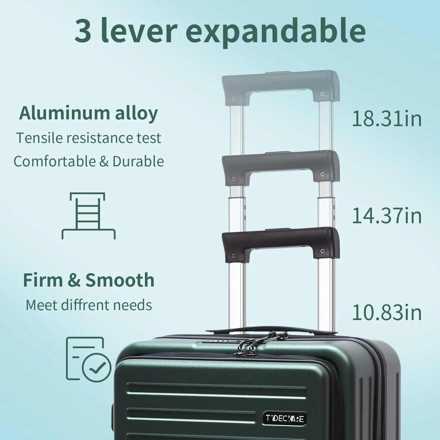 2 Piece 20/28" Luggage Sets, Only 20 Inch with Front Laptop Pocket, Lightweight ABS PC Suitcase Hardshell Carry Ons with TSA Lock & Spinner Silent Wheels, Convenient for Trips, Dark Green