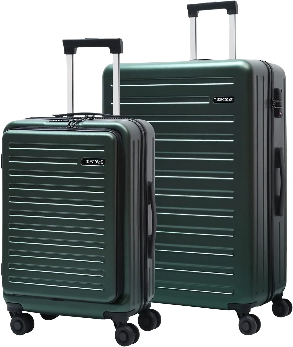 2 Piece 20/28" Luggage Sets, Only 20 Inch with Front Laptop Pocket, Lightweight ABS PC Suitcase Hardshell Carry Ons with TSA Lock & Spinner Silent Wheels, Convenient for Trips, Dark Green