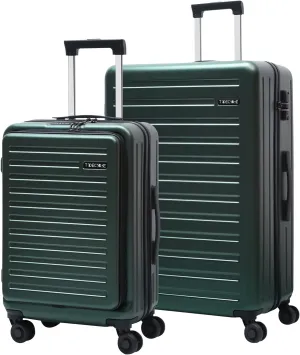 2 Piece 20/28" Luggage Sets, Only 20 Inch with Front Laptop Pocket, Lightweight ABS PC Suitcase Hardshell Carry Ons with TSA Lock & Spinner Silent Wheels, Convenient for Trips, Dark Green