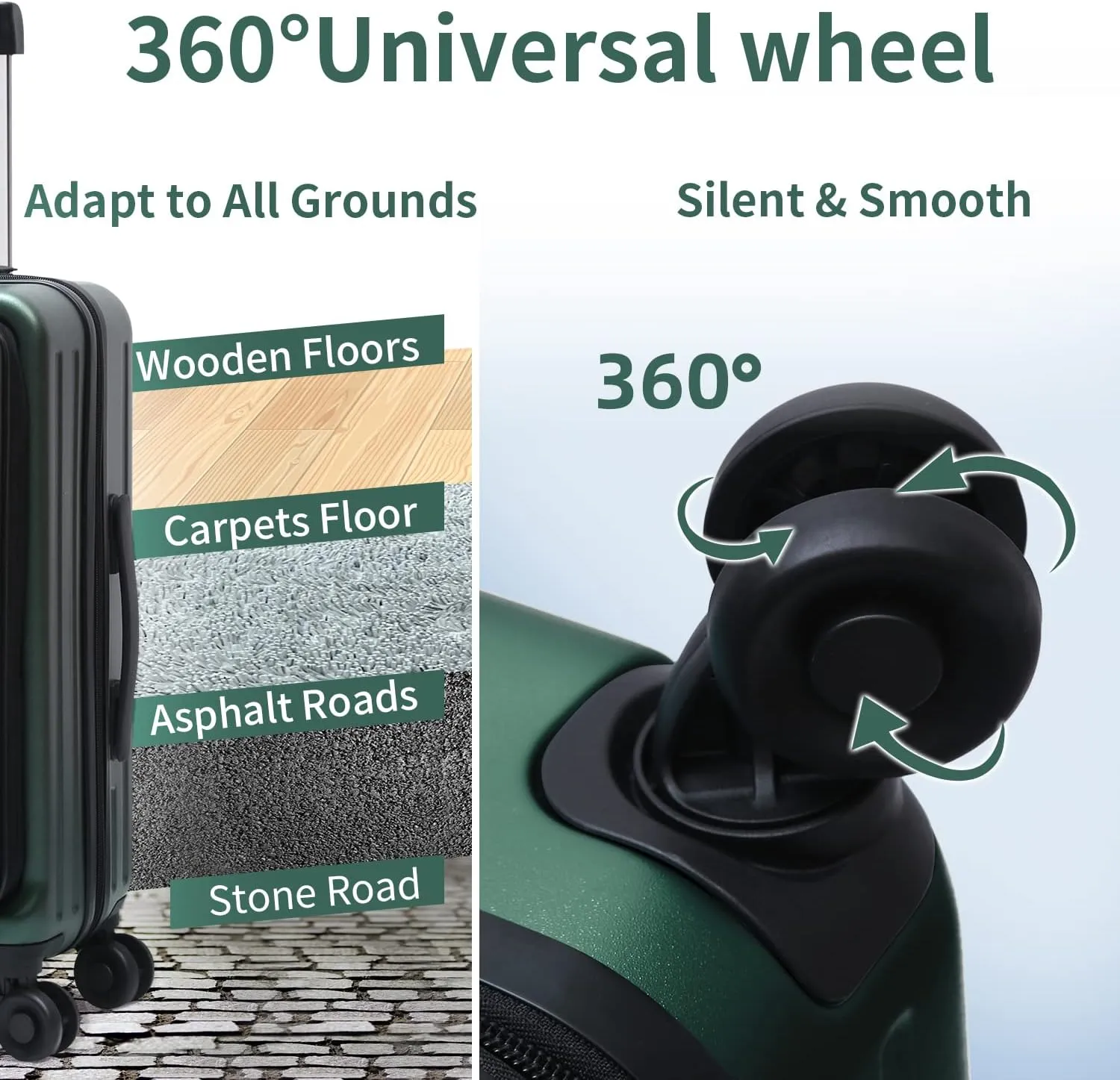 2 Piece 20/28" Luggage Sets, Only 20 Inch with Front Laptop Pocket, Lightweight ABS PC Suitcase Hardshell Carry Ons with TSA Lock & Spinner Silent Wheels, Convenient for Trips, Dark Green
