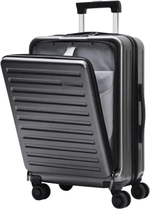 20 Inch Carrry On Luggage with Front Zipper Pocket, 45L, Lightweight ABS PC Hardshell Suitcase with TSA Lock & Spinner Silent Wheels, Convenient for Business Trips, Gray