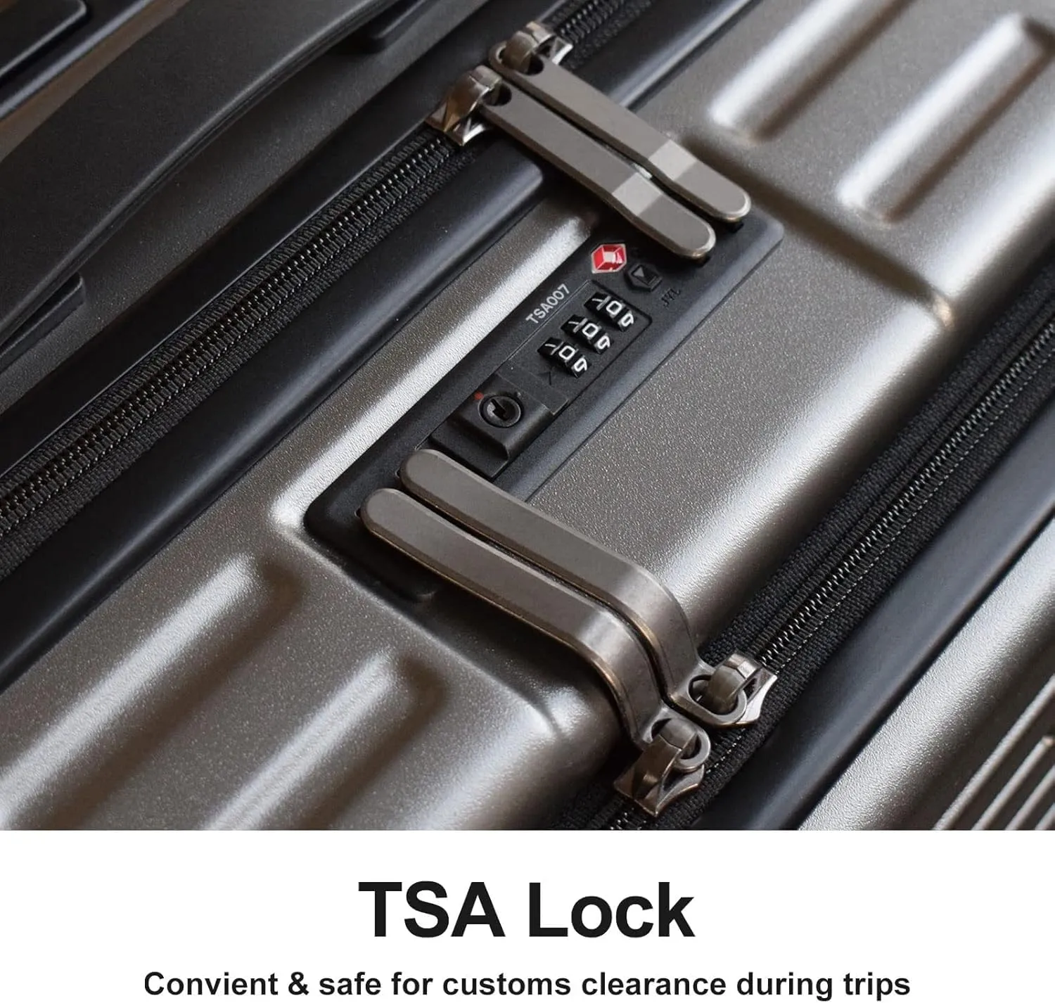 20 Inch Carrry On Luggage with Front Zipper Pocket, 45L, Lightweight ABS PC Hardshell Suitcase with TSA Lock & Spinner Silent Wheels, Convenient for Business Trips, Gray
