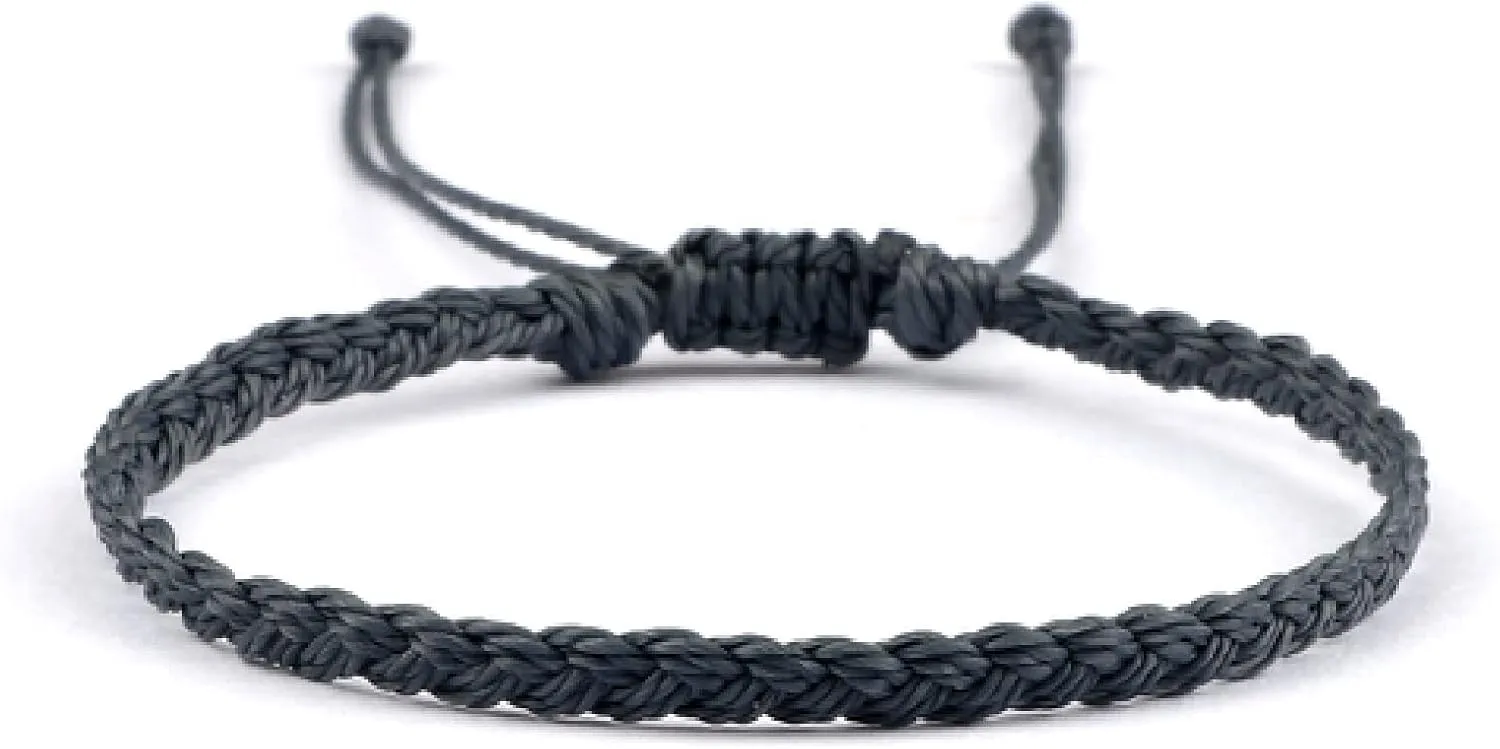 26 Styles Wax Line Handmade Braided Bracelet Adjustable Couple Bracelet Jewelry Gift for Friend Women Men Bangles,Grey
