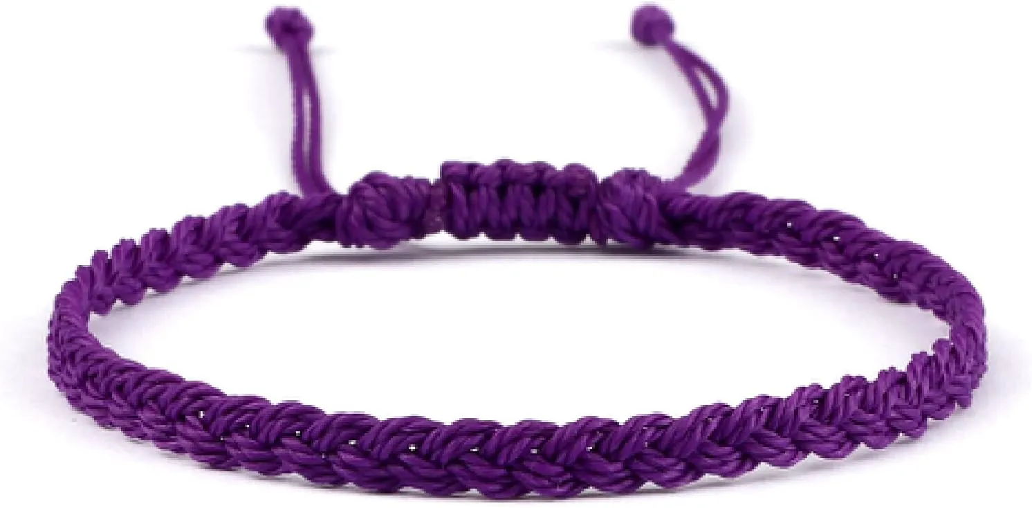 26 Styles Wax Line Handmade Braided Bracelet Adjustable Couple Bracelet Jewelry Gift for Friend Women Men Bangles,Purple