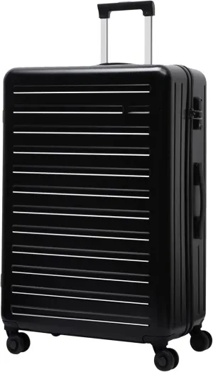 28 Inch Checked Luggage, Lightweight ABS PC Hardshell Suitcase with TSA Lock & Spinner Silent Wheels, Large Size with 101L Capacity, Convenient for Trips, Black
