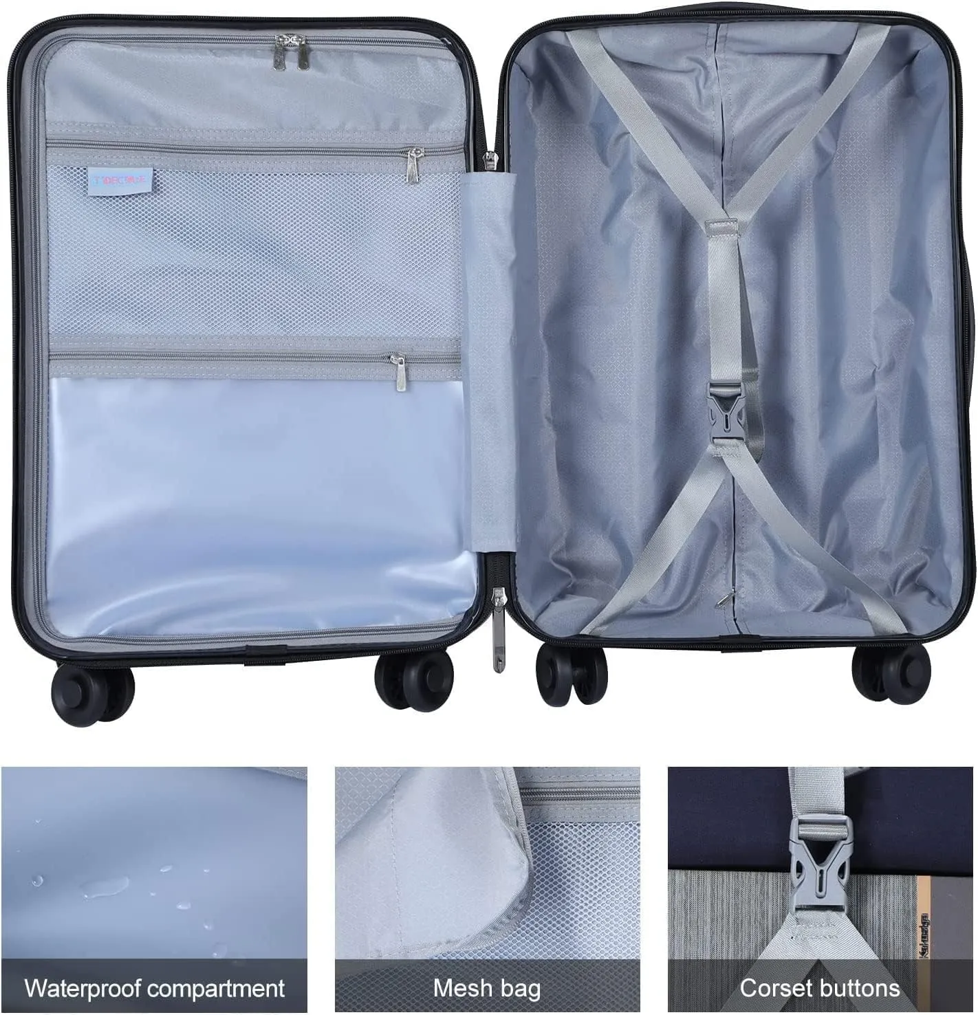 28 Inch Checked Luggage, Lightweight ABS PC Hardshell Suitcase with TSA Lock & Spinner Silent Wheels, Large Size with 101L Capacity, Convenient for Trips, Ice Blue