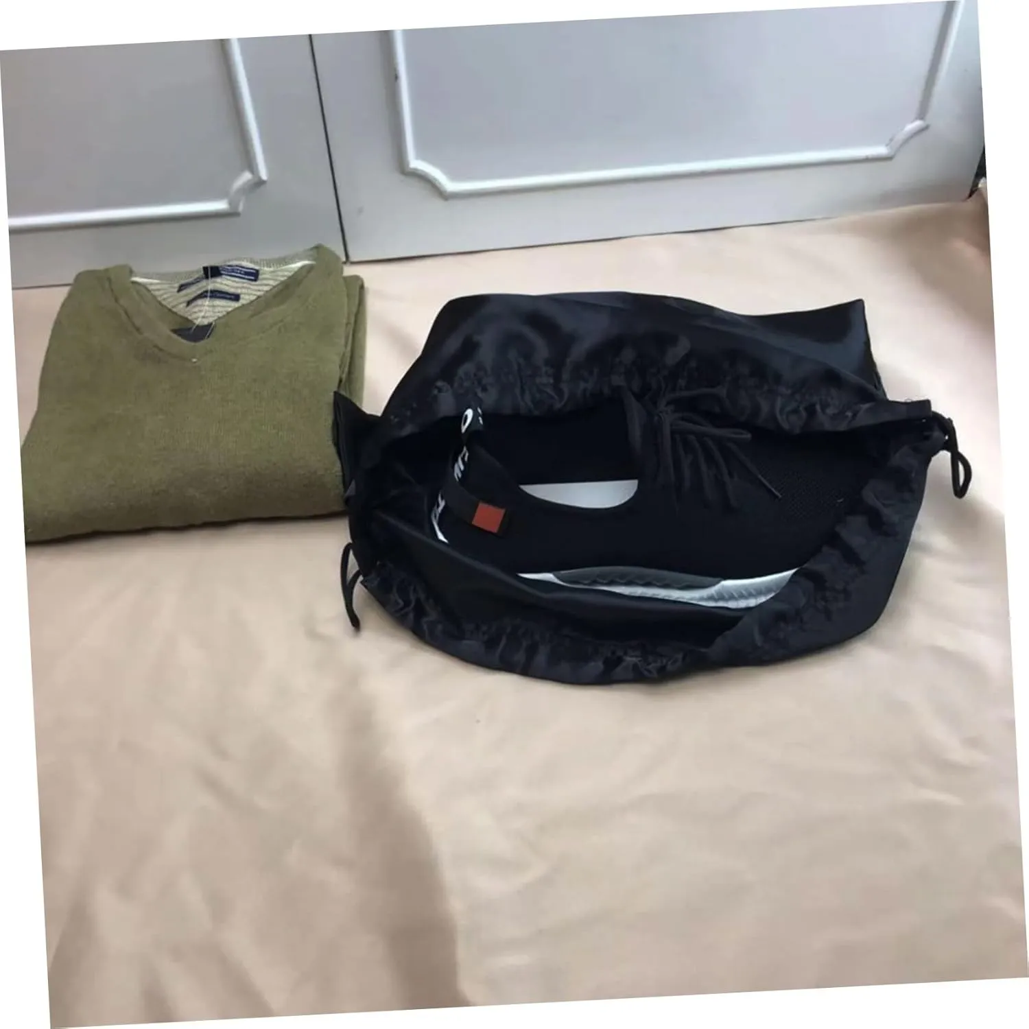 2pcs Fashion Storage Bag Dustproof Drawstring Pouch for Household Large Capacity Black Silk Fabric