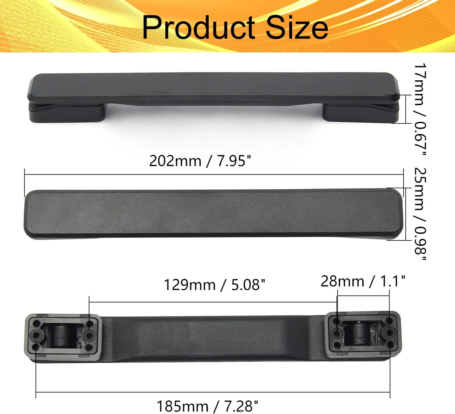 2PCS Luggage Replacement Handle Pulls,Plastic Pull Handle Grip,Flexible Black Handle Pull Straps Box Handles Luggage Case or Suitcase Replacement Handles for Bag,Luggage Parts 201x28x20mm