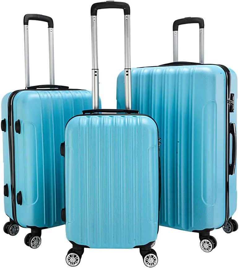 3 Piece Luggage Set, Hardshell Suitcases with Spinner Wheels, Large Capacity and Durable ABS Material, Ideal for Traveling, Business Trips and Family Vacations (Blue)
