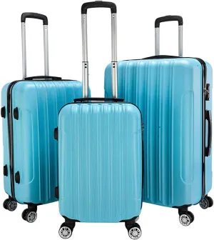 3 Piece Luggage Set, Hardshell Suitcases with Spinner Wheels, Large Capacity and Durable ABS Material, Ideal for Traveling, Business Trips and Family Vacations (Blue)