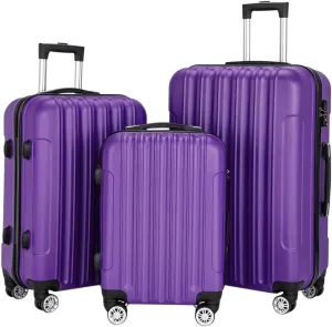 3 Piece Luggage Set, Hardshell Suitcases with Spinner Wheels, Large Capacity and Durable ABS Material, Ideal for Traveling, Business Trips and Family Vacations (Purple)