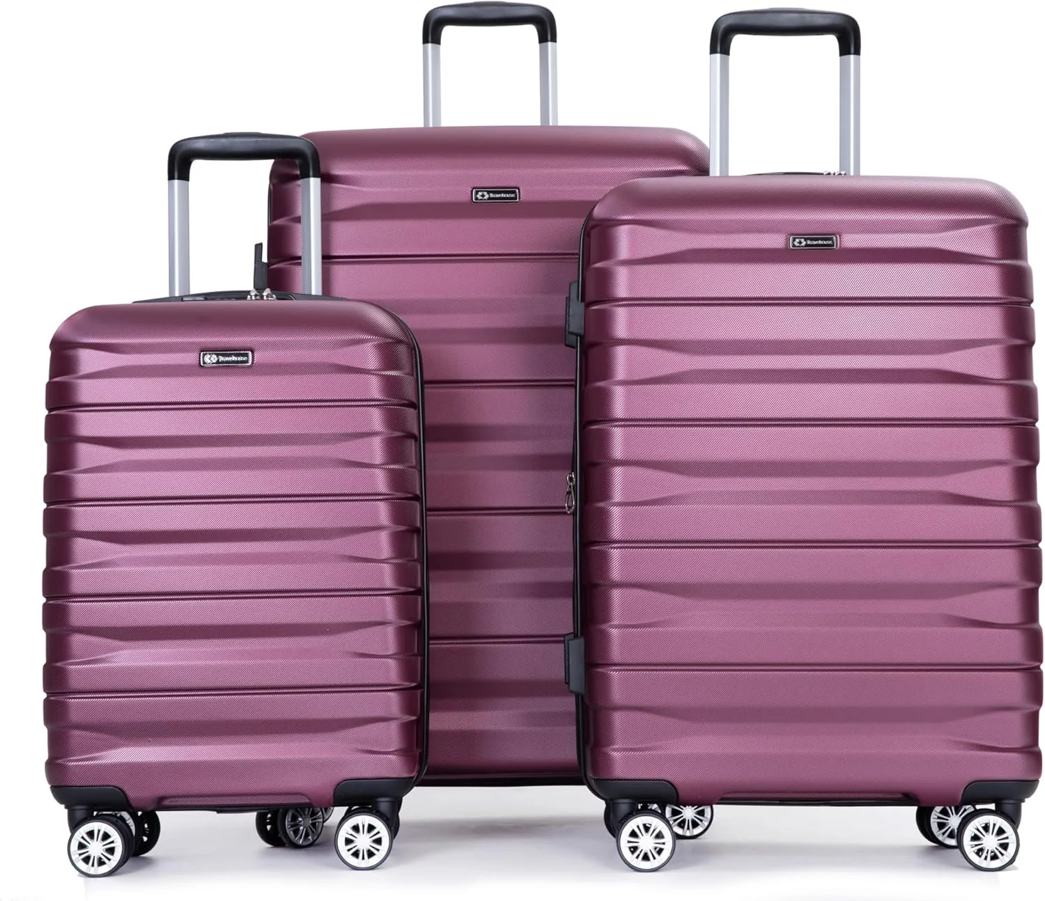 3 Piece Luggage Sets Lightweight Durable Expandable Suitcase with Double Spinner Wheels, Two Hooks, Wine Red