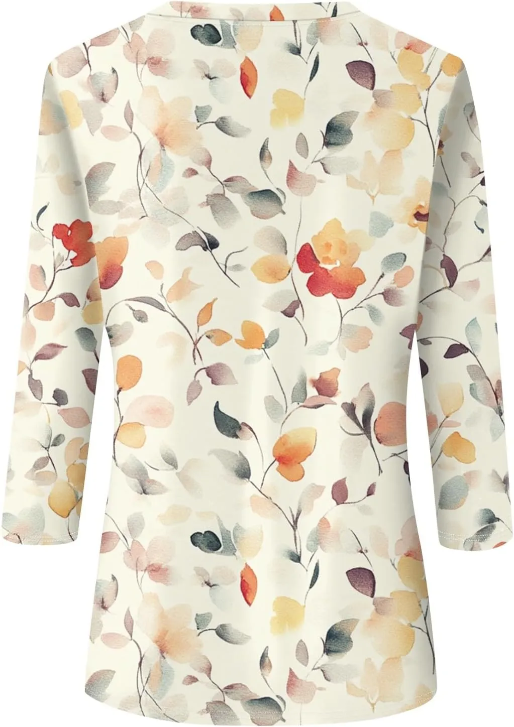 3/4 Length Sleeve Shirts for Women Floral Print Tees Blouses Crewneck Loose Casual Plus Size Tops T Shirts