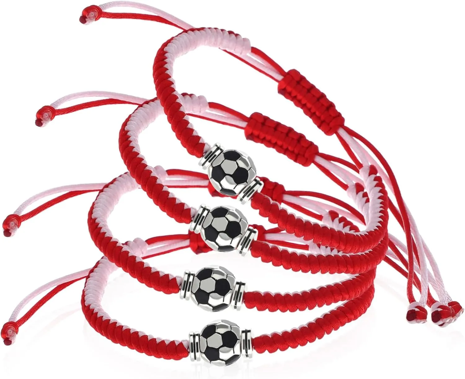 4 Pcs Soccer Bracelets Braided Sports Jewelry for Boys and Couples Comfortable Fit Durable Rope Unique Enthusiasts