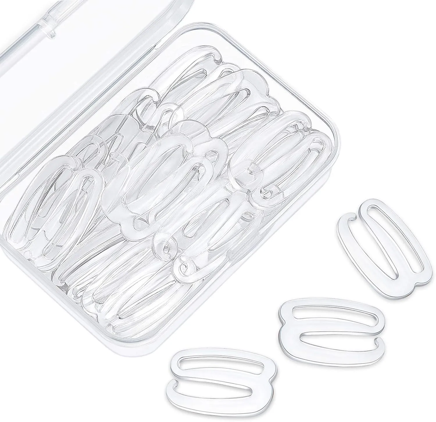 40 Pieces Swimsuit Bra Hooks Bra Slide Hook Strap Replacement for Swimsuit Tops and Lingerie, Inner Diameter 1 Inch(Clear)