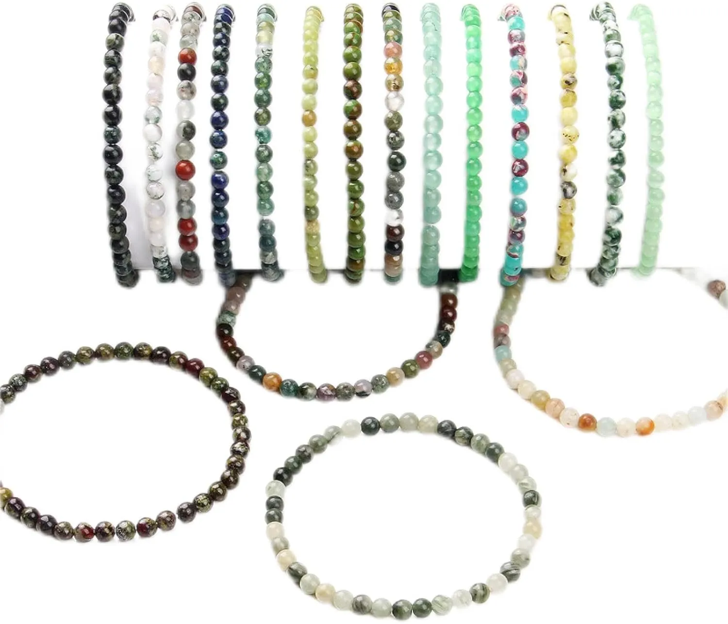 42 Kinds Natural 4mm Fluorite Beads Bracelets Women Handmade Elastic Bangle Men Grade A Sodalite Stone Polished Jewelry,Aquamarine,21 Cm