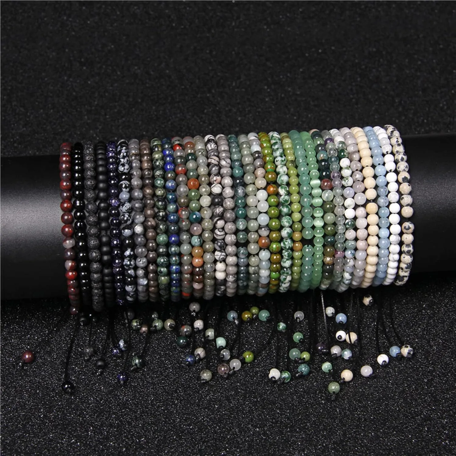4mm Mini Energy Bracelet Natural Stone Lapis Lazuli Agates Beads Yoga Braided Bracelet Adjustable for Women Men Handmade Jewelry