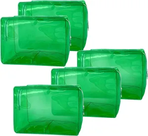 5 pcs Travel Accessories Cosmetic Pouch Bag Makeup Bag Transparent Custom Clear Pvc,PVC for Woman Fashion Zipper Letter (green)