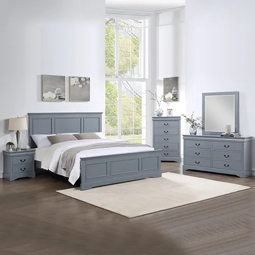 5-Piece Bedroom Suite | Solid Wood & MDF | King Size | Grey Colour | Bed, Bedside Table, Dresser & Tallboy