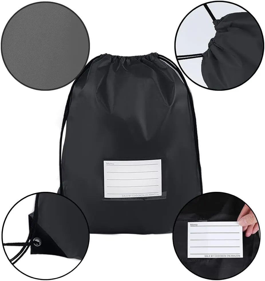 50 Pcs Drawstring Bags,Bulk Draw String Backpack, Cinch Bag Sackpack for Travel Gym Sport, Black