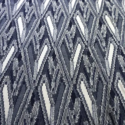 58/60" Navy and White Diamond Patterned Terry Rayon Clip Knit Jacquard Fabric by the Yard