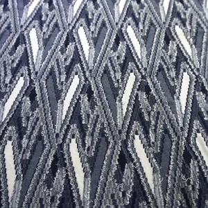 58/60" Navy and White Diamond Patterned Terry Rayon Clip Knit Jacquard Fabric by the Yard