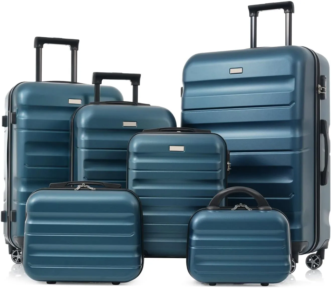 6-Piece Lightweight & Durable Luggage Set with Spinner Wheels - Perfect for Travel and Business, Includes Carry-On and Check-In Sizes