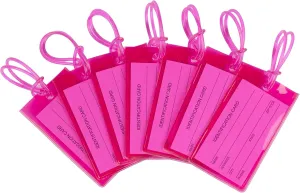 7 Pack TravelMore Luggage Tags for Suitcases, Flexible Silicone Travel ID Identification Labels Set for Bags & Baggage  Pink