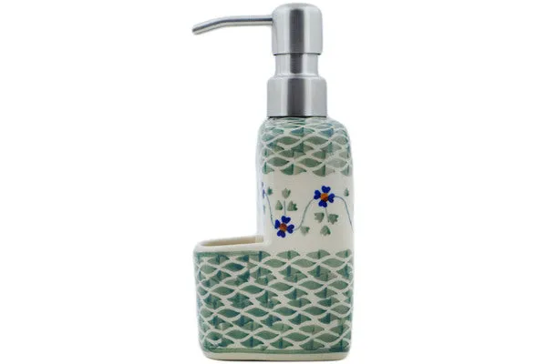 7" Soap dispenser with holder - Lucky Blue Clover