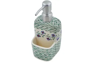7" Soap dispenser with holder - Lucky Blue Clover