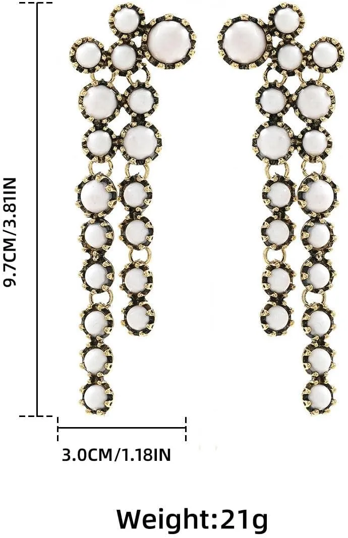9.7 * 3cm multi-color resin bead tassel women's earrings