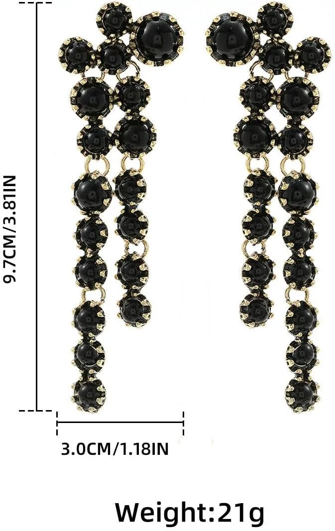 9.7 * 3cm multi-color resin bead tassel women's earrings