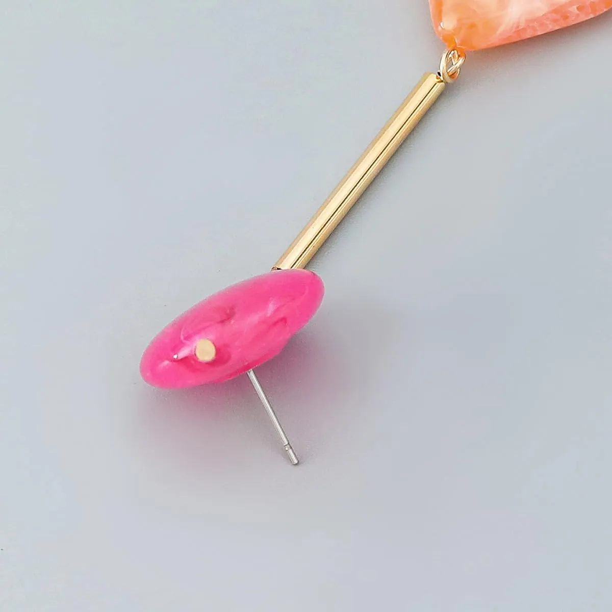 Acrylic Geometric Earrings Round Square Resin Earrings Lightweight Drop Earrings Resin Acetate Drop Dangle Hoop Earrings Long Tassel Fashion Jewelry Hollow Marble Design for Women
