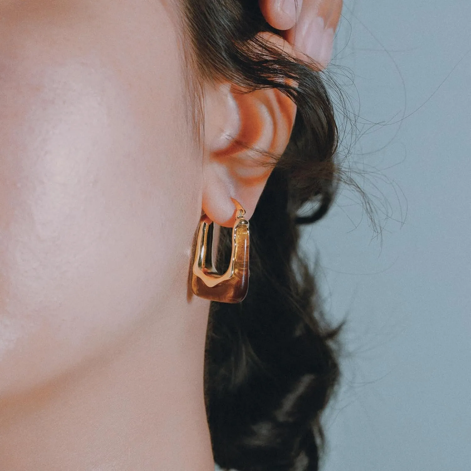Acrylic Gold Hoop Earrings Chunky Huggie Statement Vintage Earrings Cute Resin Drop Earring Trendy Jewelry Gifts for Women