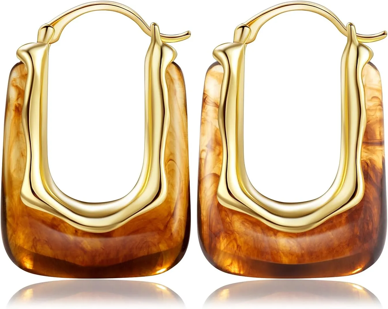 Acrylic Gold Hoop Earrings Chunky Huggie Statement Vintage Earrings Cute Resin Drop Earring Trendy Jewelry Gifts for Women