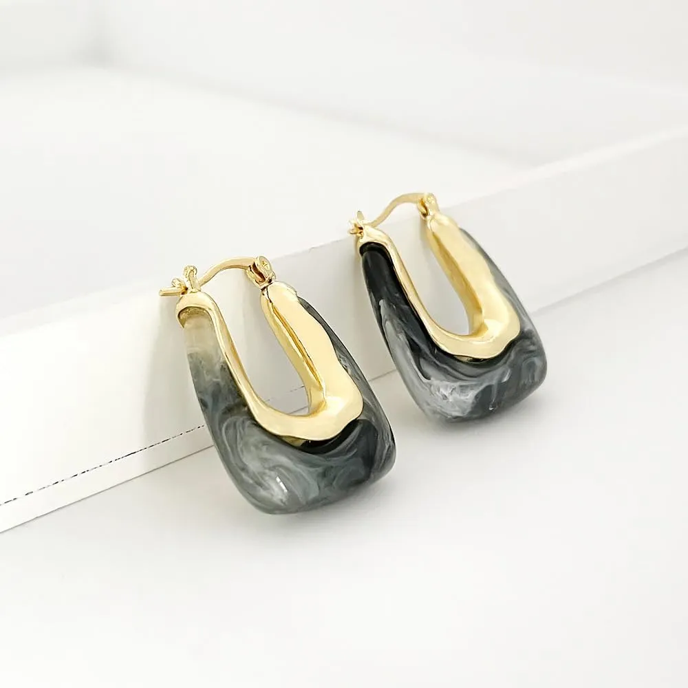 Acrylic Hoop Earrings Colour Resin Earrings Geometric Acrylic Minimalist Clear Chunky Hoops Earrings for Women