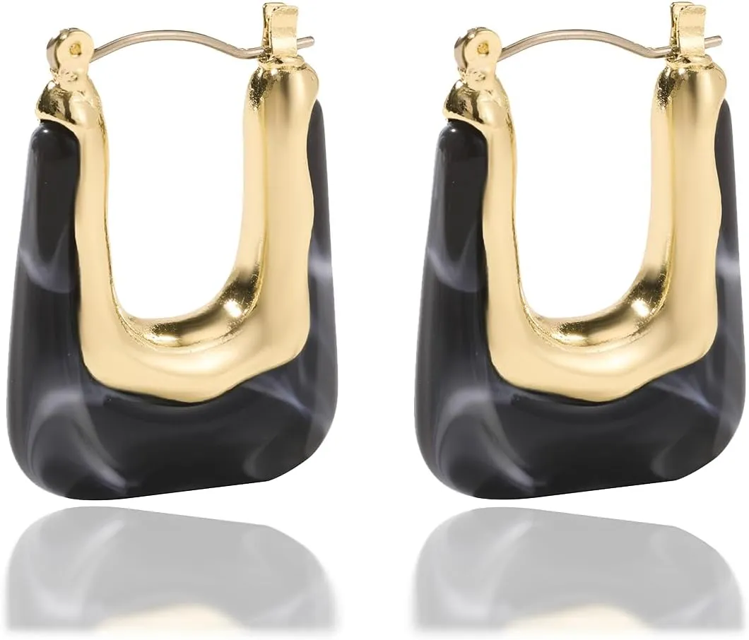 Acrylic Hoop Earrings Colour Resin Earrings Geometric Acrylic Minimalist Clear Chunky Hoops Earrings for Women