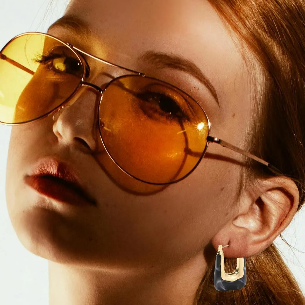 Acrylic Hoop Earrings Colour Resin Earrings Geometric Acrylic Minimalist Clear Chunky Hoops Earrings for Women