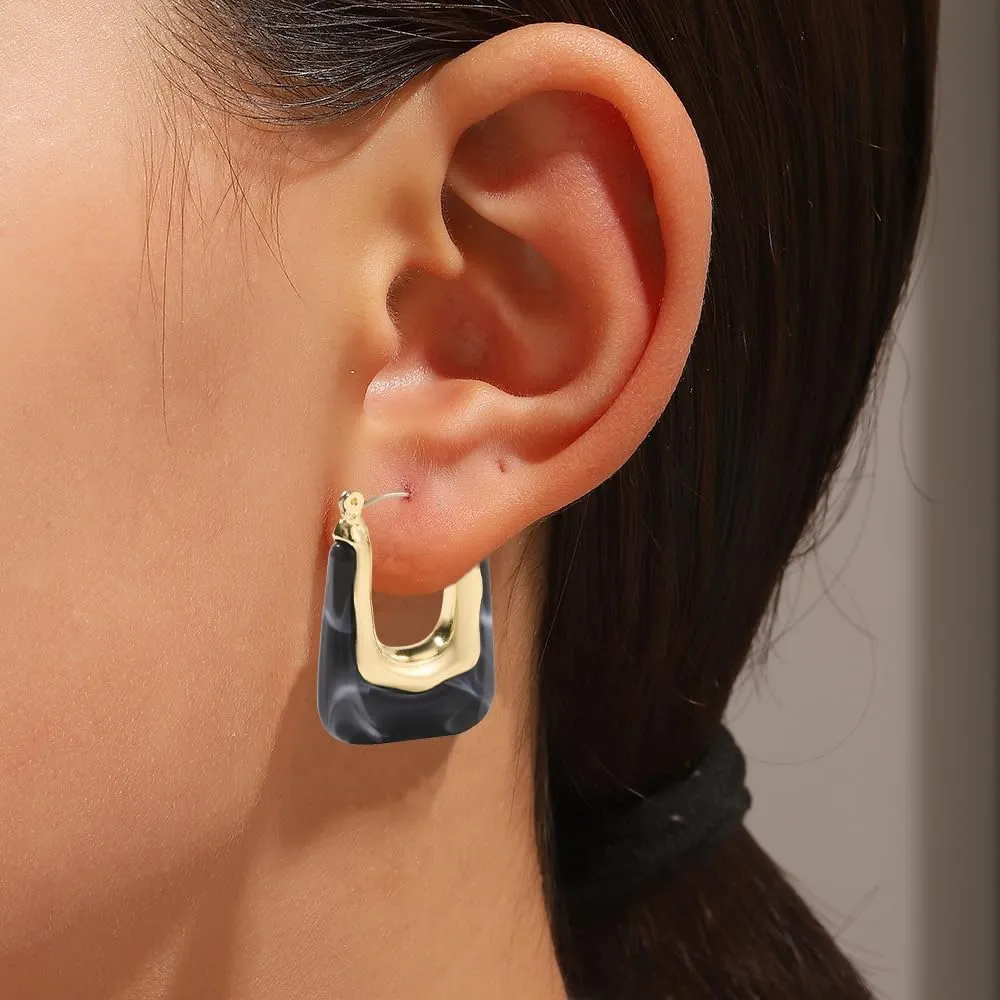 Acrylic Hoop Earrings Colour Resin Earrings Geometric Acrylic Minimalist Clear Chunky Hoops Earrings for Women