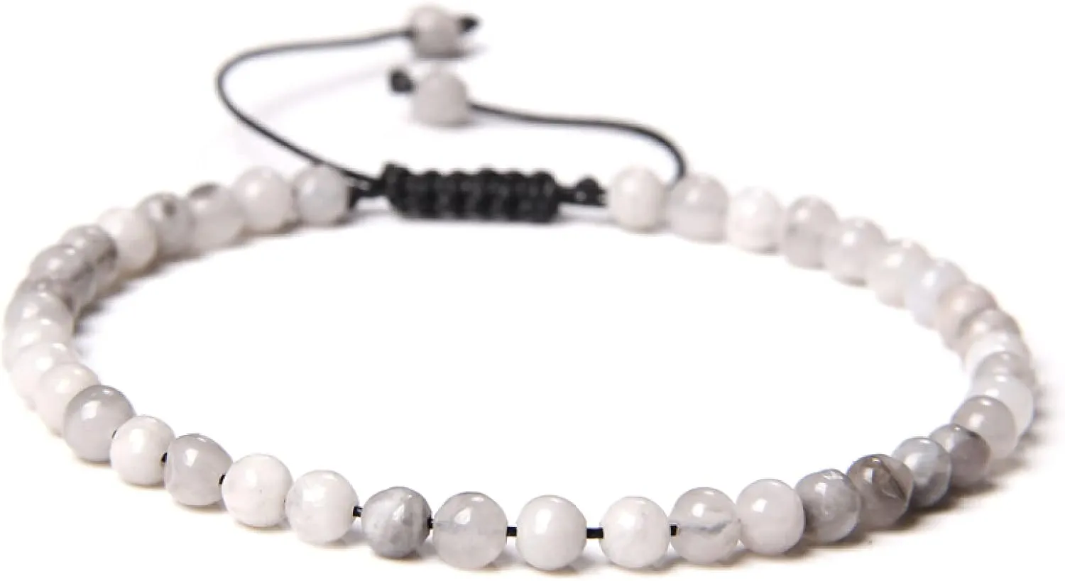 Adjustable 4MM Stone Beads Bracelet for Women Natural Agates Bangles Onyx Lapis Lazuli Woven Bracelet for New Year Gift Jewelry,27.Crazy Agate,Adjustable