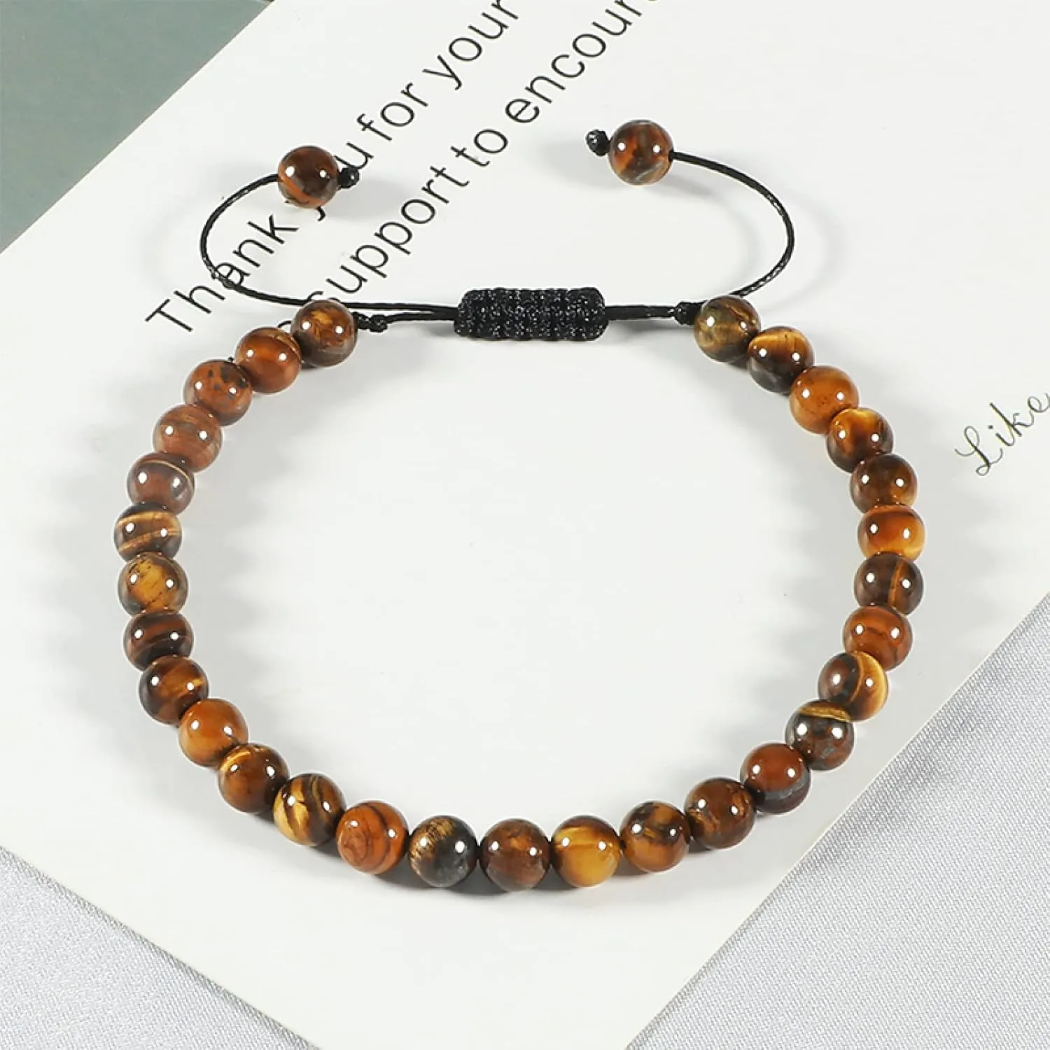Adjustable 6mm Beads Bracelet Natural Agates Onyx Tiger Eye Lava Stone Woven Bracelets for Women Men Handmade Yoga Jewelry Gift